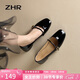 ZHR單鞋女溫柔風(fēng)粗跟瑪麗珍鞋女甜美一字扣淺口女鞋 BL220 黑色 38