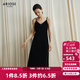 艾諾絲雅詩(shī)【商場(chǎng)同款】春秋季新品百搭優(yōu)雅吊帶中長(cháng)款絲絨連衣裙40829061 黑色 S