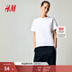 H&M女裝T恤2025夏季新款寬松圓領(lǐng)簡(jiǎn)約柔軟汗布棉質(zhì)短袖上衣0963662 白色139 M 165/96