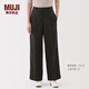MUJI女式 不易沾水彈力抽褶直筒褲 褲子女款女裝25年冬季 BE1YZA5A 深灰色 M (160/66A)