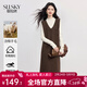 熙世界（sllsky）春秋新款顯瘦遮肚子短袖連衣裙通勤淑女風(fēng)格常規 咖色 XL