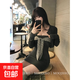春夏辣妹套裝女秋小個(gè)子修身包臀連衣裙短裙感長(cháng)袖開(kāi)衫兩件套 深灰色 M