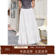 紫涵（ZIHAN）紫涵抽褶拼接半身長(cháng)裙女年夏季新款松緊高腰寬松大擺a字傘裙 白色 M
