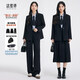 達佳詩(shī)黑色西裝套裝女職業(yè)正裝女士西服外套通勤高級感小個(gè)子面試職業(yè)裝 黑色西裝外套+西褲 視覺(jué)顯瘦【送腰帶+領(lǐng)帶】 L 正碼正拍