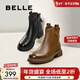百麗（Belle）舒適瘦瘦休閑靴女冬季新款款商場(chǎng)同款羊皮復古靴B7E1DDD5 棕色-單里 38 (240mm)