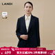 藍地（LANDI）斜門(mén)襟設計感修身西服外套女西裝通勤秋冬新品 藏藍色 XL