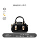 INJOYLIFE鎖扣饅頭包黑金千金風(fēng)高級感復古單肩斜挎包小手提包貝殼包 黑色