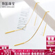 牧笛（MUDI） 18K黃金耳線(xiàn)女簡(jiǎn)約彩金長(cháng)款騏驥紅耳飾氣質(zhì)養耳洞耳釘情人禮物 流光耳線(xiàn)【玫瑰金10cm】【一對】