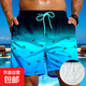 夏季男士沙灘短褲海灘度假夏威夷風(fēng)格時(shí)尚潮流漸變印花帶內網(wǎng)泳褲 藍色 XL