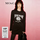 MO&Co.春秋玫瑰印花短T恤收腰背心裙兩件套連衣裙摩安珂 炭黑色 M 165