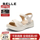 百麗（Belle）寬條帶休閑涼鞋女商場(chǎng)同款真皮厚底涼鞋D6N2DBL5 米白 38 (240mm)