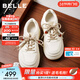 百麗（Belle）時(shí)尚串珠小白鞋女26春新款商場(chǎng)厚底增高休閑板鞋F1D1DAM6 米白 36 (230mm)