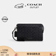 蔻馳（COACH）【專(zhuān)享直降】奧萊男士男包經(jīng)典標志老花拉鏈長(cháng)款手拿包錢(qián)包 QB/炭黑色/黑色