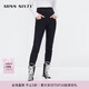 MISS SIXTY磨毛牛仔褲女士復古黑色四扣高腰顯瘦彈力小腳鉛筆褲百搭休閑 黑色 25