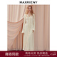 MAXRIENY游牧風(fēng)穿搭長(cháng)袖v領(lǐng)微收腰毛織連衣裙25秋 米白 M