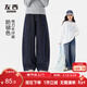 左西女童牛仔褲防褪色兒童彎刀褲2026新款大童春裝褲子 深牛仔色 150