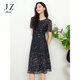 玖姿（JUZUI）氣質(zhì)減齡蕾絲網(wǎng)紗蝴蝶連衣裙女2025夏季新款JLFX50041 花黑-JLFX50041 L