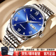 冠琴（GUANQIN）男士手表機械表 全自動(dòng)手表男款 多功能雙日歷商務(wù)夜光防水男表 精鋼藍面-機械機芯-禮盒包裝