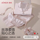 愛(ài)慕睡衣女【禮盒裝】舒適開(kāi)衫短袖九分褲發(fā)圈家居服套裝AM46B491