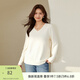 纖莉秀大碼女裝簡(jiǎn)約大方基礎款舒適百搭氣質(zhì)V領(lǐng)T恤胖mm春新款4427 米杏色 XL
