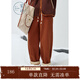 紫涵（ZIHAN）紫涵高腰抽繩哈倫褲冬季寬松顯瘦保暖休閑褲子蘿卜褲 暖冬橘 XL