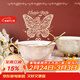 巢里咖啡杯套裝輕奢紅色輕奢禮盒歐式咖啡杯帶勺情侶對杯早餐杯碟云紋