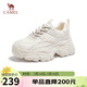 駱駝（CAMEL）老爹鞋女運動(dòng)拼接鞋面厚底休閑鞋 L24S283622 米色（四季款） 37