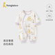 童泰嬰兒連體衣春秋季純棉寶寶衣服新生兒偏開(kāi)哈衣爬服睡衣黃色73cm