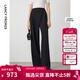 朗姿黑色高級感西褲冬季新款高腰氣質(zhì)闊腿長(cháng)褲西裝褲休閑褲女 黑色 XL