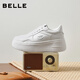 百麗（Belle）沈月同款步步糕厚底小白鞋女26春季新款商場(chǎng)增高休閑板鞋E7J1DAM6 米白色（6CM跟高）【沈月同款】 37