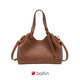 BALLIN意大利奢侈品復古荔枝紋托特包女大容量真皮單肩斜挎包手提包送禮 棕色