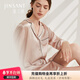 金三塔真絲睡衣女100%桑蠶絲翻領(lǐng)襯衫式真絲睡裙絲綢家居服七夕禮物 香妃色2706 XL