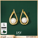 Jay珍珠耳環(huán)女小香風(fēng)耳飾春夏圓臉耳墜耳釘三八女神節禮物 金色(淡水珍珠)