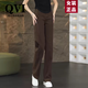 QVI高端品牌純棉牛仔闊腿褲女2026春秋新款高腰百搭復古窄版直筒長(cháng)褲 咖色 2XL 【130-145斤】