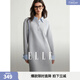 ELLE學(xué)院拼接撞色連衣裙女2026春季新款設計感小眾襯衫領(lǐng)衛衣裙 淺灰 M