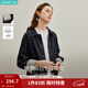 茵曼（INMAN）2026春季女裝新款100棉拼接條紋原色短牛仔外套復古上衣 深藍色 99.0%棉1.0%其他纖維 S
