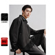 太平鳥(niǎo)男裝立體提花行政夾克2025春翻領(lǐng)商務(wù)休閑茄克外套 黑色 第二批 L
