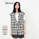 MO&Co.西裝馬甲小香風(fēng)粗花呢黑白格紋寬肩廓形外套附腰帶摩安珂 黑白格色 S 160