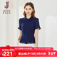 經(jīng)典故事（JANE STORY）設計感短袖雪紡襯衫女2025夏季氣質(zhì)內搭襯衣修身OL通勤短款上衣 M05深藍色 M