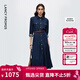朗姿復古風(fēng)設計感高腰a字連衣裙大擺高級感氣質(zhì)裙2025年冬季新款 柏林藍色 2XL
