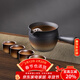 容山堂粗陶罐罐茶烤奶茶罐圍爐煮茶器潮州功夫燒水壺泡茶壺電陶爐養生壺 火焰燒罐罐茶-特大號+粗陶品茗杯*4