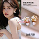 初緒前后式雙面兩戴白水晶耳環(huán)女輕奢感氣質(zhì)大氣耳釘夏天小眾耳飾 雙面大小珍珠-珍珠花朵