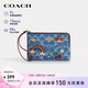 蔻馳（COACH）【品牌直供】經(jīng)典標志丹寧拉鏈手拿腕包錢(qián)包靛藍色CDF35