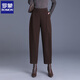 羅蒙（ROMON）哈倫褲女米白色九分褲子2024新款秋冬香蕉女褲春秋直筒牡丹鐮刀褲 咖色 L