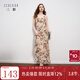 三彩2025秋季新款無(wú)袖印花雪紡裙吊帶連衣裙A字荷葉邊長(cháng)裙M 卡其色花卉 M 160/84A