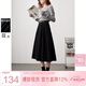 三彩2025春季新款高腰半身裙磨毛A字裙顯瘦中長(cháng)裙大擺傘裙女