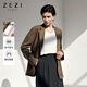 ZEZI100亞麻貼袋西裝平駁領(lǐng)干爽女士西服時(shí)尚氣質(zhì)通勤外套寬松顯瘦新 深松綠 M （115-125斤）