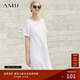 AMII女裝2025極簡(jiǎn)小清新寬松連衣裙夏季裝不規則蛋糕裙氣質(zhì)小 米白 XS 150/76A