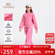 英氏（YEEHOO）女童套裝兒童衛衣褲子兩件套春季新款衣服休閑運動(dòng)風(fēng)春裝中大童裝 云舒蝶影套裝-粉色 【棉柔親膚】 165