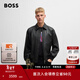 雨果博斯BOSS男士寬松飛行員夾克皮衣外套 001-黑色 M (48)